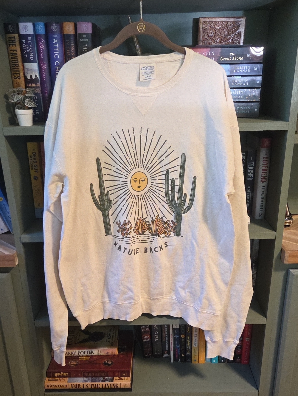 Nature Backs Cream Graphic Sun & Cactus Sweatshirt